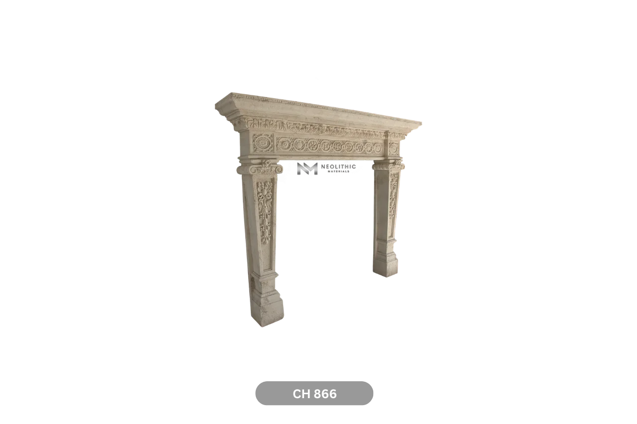Limestone Fireplace Mantel - Image 3